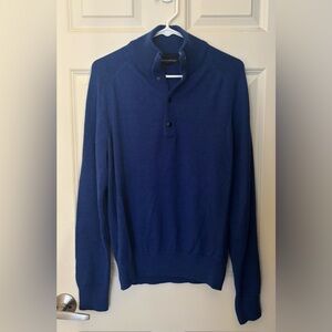 Banana Republic Men's Extra Fine Merino Wool Half Snap Up Sweater, Blue, Size M